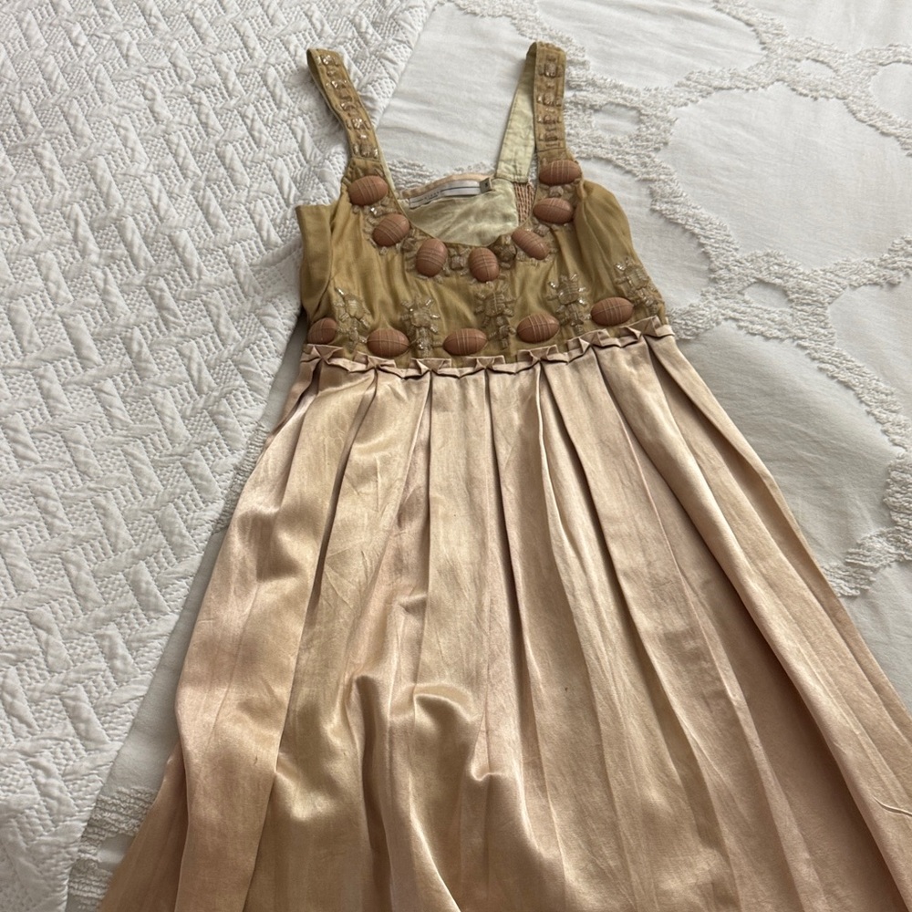 Beige and Gold Dress with Unique Accents